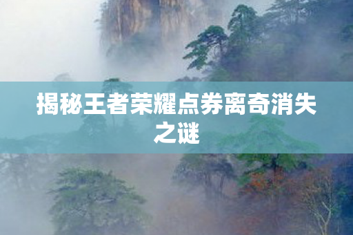 揭秘王者荣耀点券离奇消失之谜图片