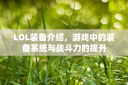 游戏中的装备系统与战斗力的提升图片