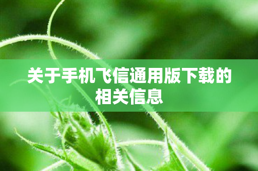 关于手机飞信通用版下载的相关信息图片