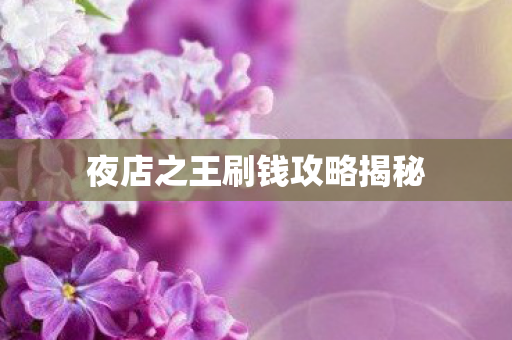 夜店之王刷钱攻略揭秘图片