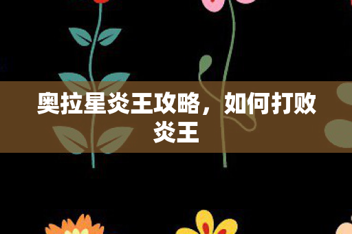 奥拉星炎王攻略图片
