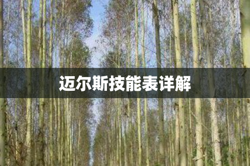 迈尔斯技能表详解图片
