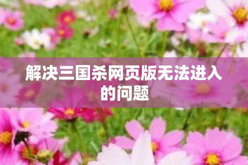 解决三国杀网页版无法进入的问题图片