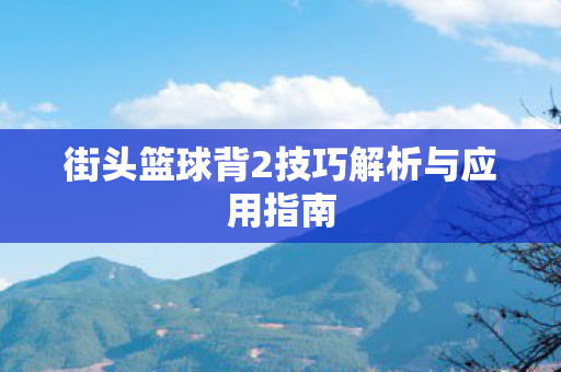 街头篮球背2技巧解析与应用指南图片