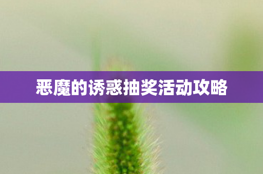 恶魔的诱惑抽奖活动攻略图片