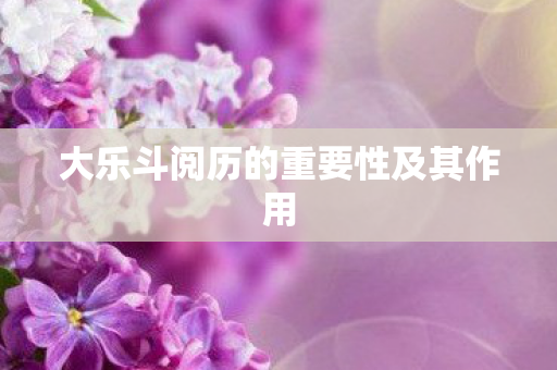 大乐斗阅历的重要性及其作用图片