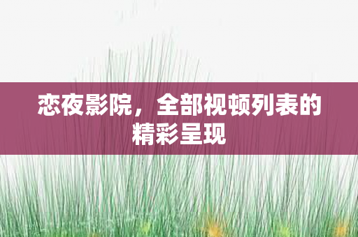 全部视顿列表的精彩呈现图片