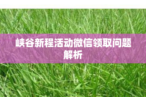 峡谷新程活动微信领取问题解析图片