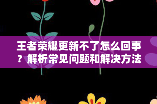 王者荣耀更新不了怎么回事图片