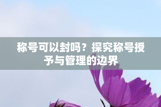 探究称号授予与管理的边界图片