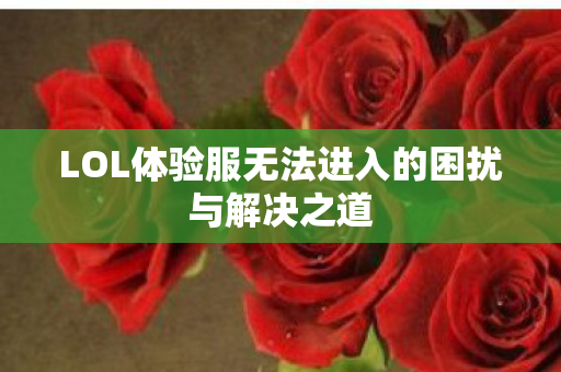 LOL体验服无法进入的困扰与解决之道图片