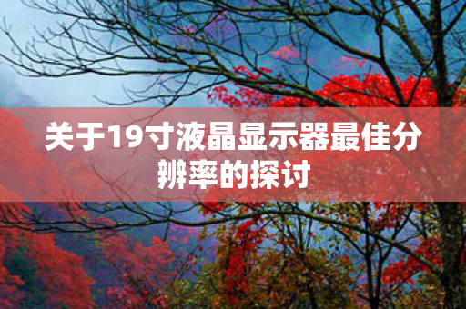 关于19寸液晶显示器最佳分辨率的探讨图片