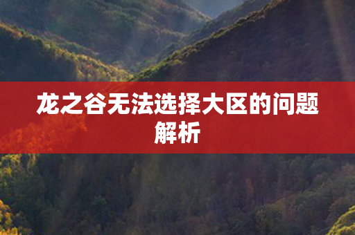 龙之谷无法选择大区的问题解析图片