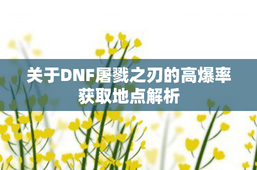 关于DNF屠戮之刃的高爆率获取地点解析图片