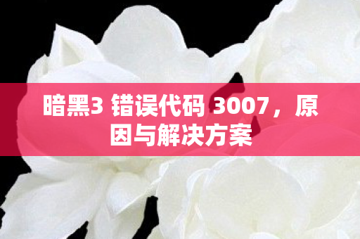 暗黑3 错误代码 3007图片