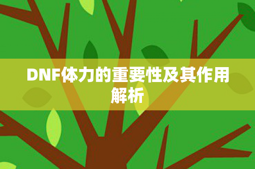 DNF体力的重要性及其作用解析图片