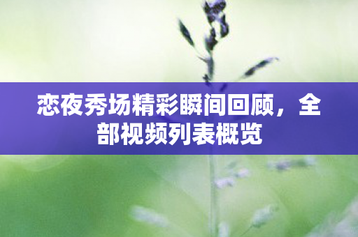 恋夜秀场精彩瞬间回顾图片