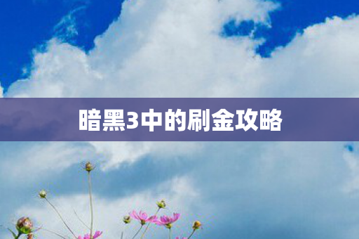 暗黑3中的刷金攻略图片