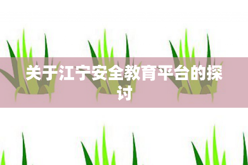 关于江宁安全教育平台的探讨图片
