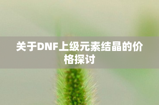 关于DNF上级元素结晶的价格探讨图片