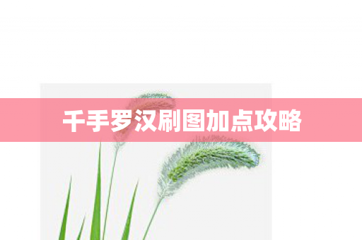 千手罗汉刷图加点攻略图片