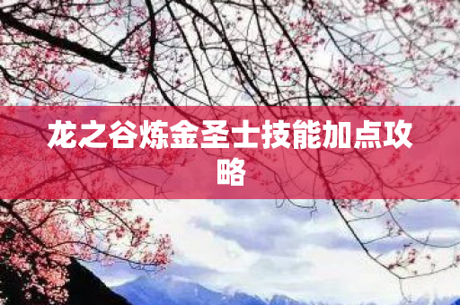 龙之谷炼金圣士技能加点攻略图片