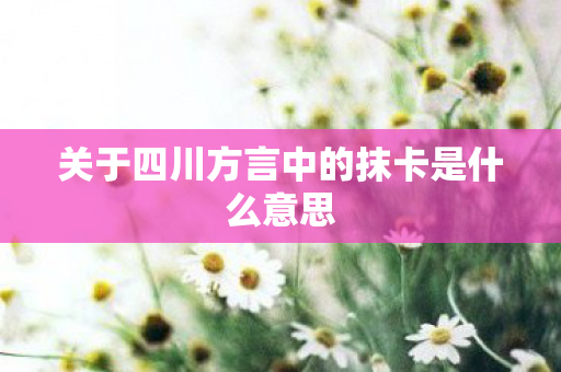 关于四川方言中的抹卡是什么意思图片