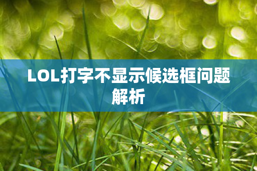 LOL打字不显示候选框问题解析图片