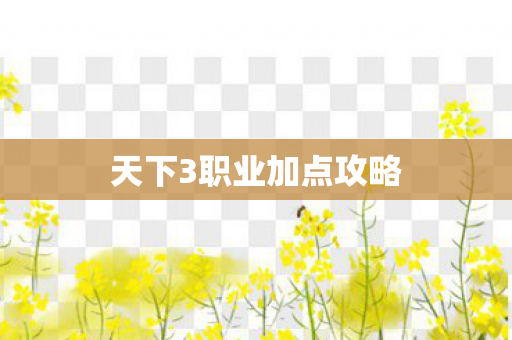 天下3职业加点攻略图片