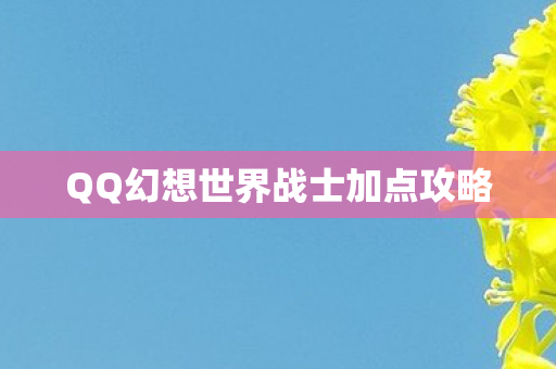QQ幻想世界战士加点攻略图片