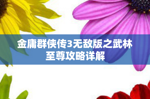 金庸群侠传3无敌版之武林至尊攻略详解图片
