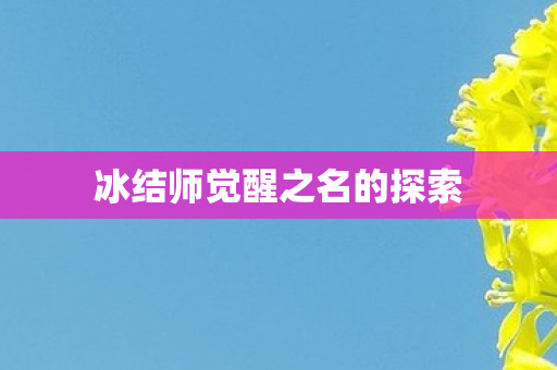 冰结师觉醒之名的探索图片