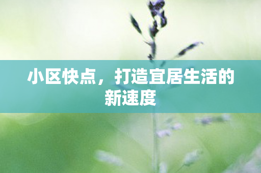 打造宜居生活的新速度图片