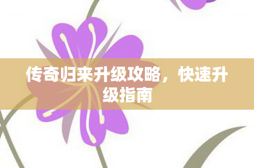 传奇归来升级攻略图片