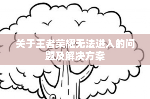 关于王者荣耀无法进入的问题及解决方案图片