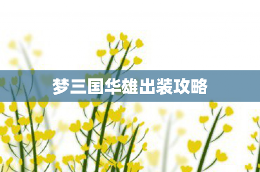 梦三国华雄出装攻略图片