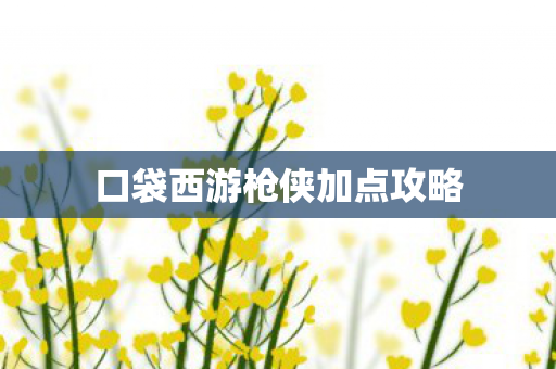 口袋西游枪侠加点攻略图片