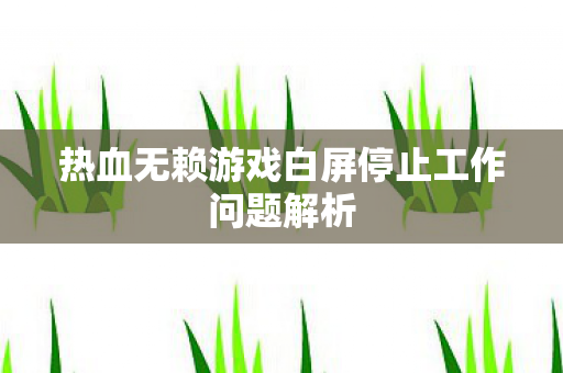 热血无赖游戏白屏停止工作问题解析图片
