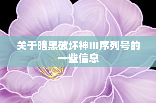 关于暗黑破坏神III序列号的一些信息图片
