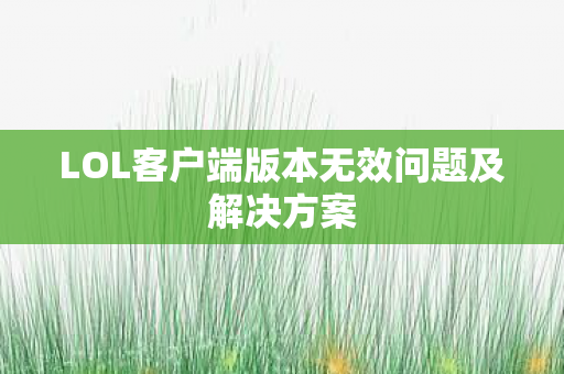 LOL客户端版本无效问题及解决方案图片