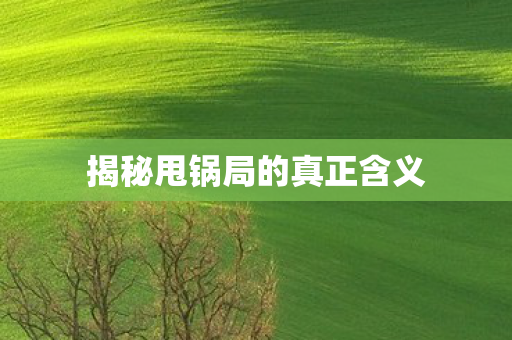 揭秘甩锅局的真正含义图片
