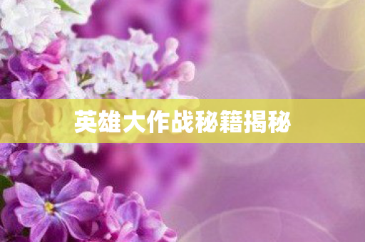 英雄大作战秘籍揭秘图片