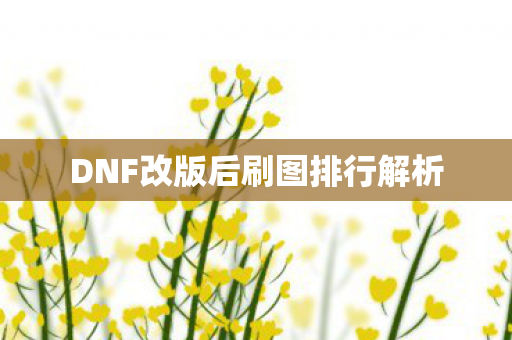 DNF改版后刷图排行解析图片