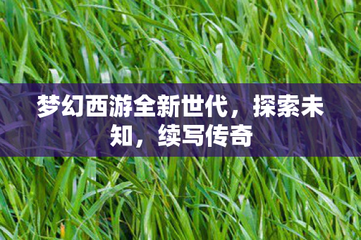 梦幻西游全新世代图片