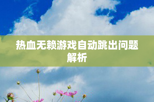 热血无赖游戏自动跳出问题解析图片