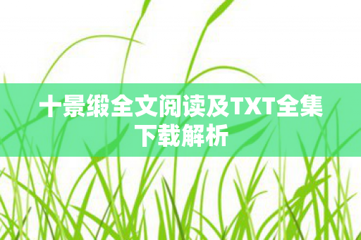 十景缎全文阅读及TXT全集下载解析图片