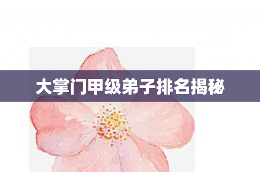 大掌门甲级弟子排名揭秘图片
