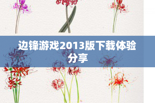 边锋游戏2013版下载体验分享图片