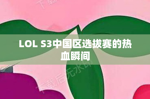 LOL S3中国区选拔赛的热血瞬间图片