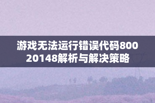 游戏无法运行错误代码80020148解析与解决策略图片